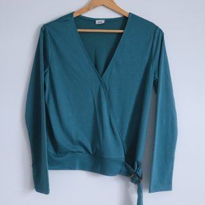 Pimkie Women's blue-green long sleeve wrap top